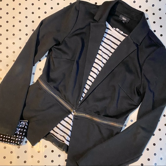 Jackets & Blazers - Mossimo Zipper Blazer Black Casual Punk sz M